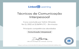 Certificado LinkedIn Learning Técnicas de Comunicação Interpessoal
                        