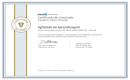 Certificado Linkedin Learning agilidade de aprendizagem